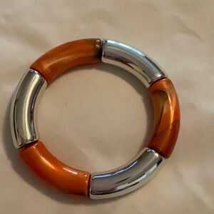 Beautiful Silver tone and Orange Braclet